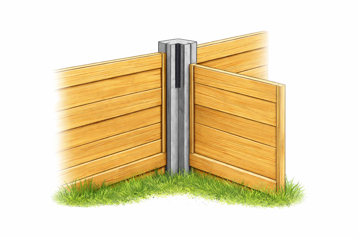 8FT Concrete 3-Way Fence Post (2.4M)